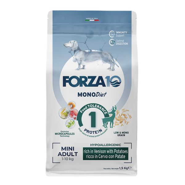 Forza10 MonoDiet Mini Adult Low Grain Hypoallergenic Cervo con patate - 1,5 Kg