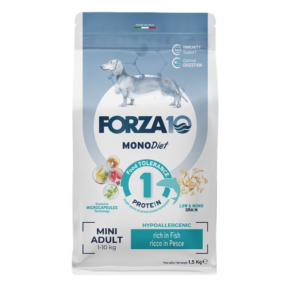 Image of Forza10 MonoDiet Mini Adult Low Grain Hypoallergenic Pesce - 1,5 kg Croccantini per cani