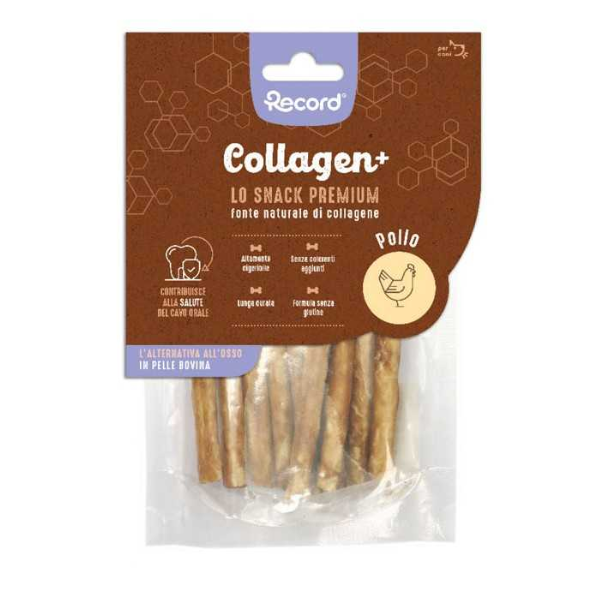 Image of Record Collagen+ snack per cani Premium - pollo - S - 10x mini stick
