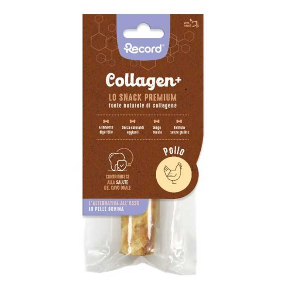 Image of Record Collagen+ snack per cani Premium - pollo - M - 1x 50 gr