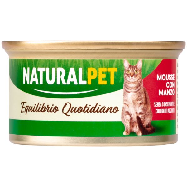 Image of NaturalPet Cat Adult Mousse 85 gr - Manzo Confezione da 6 pezzi Cibo umido per gatti