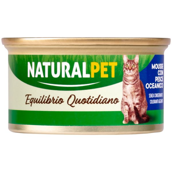 Image of NaturalPet Cat Adult Mousse 85 gr - Pesce Oceanico Confezione da 6 pezzi Cibo umido per gatti