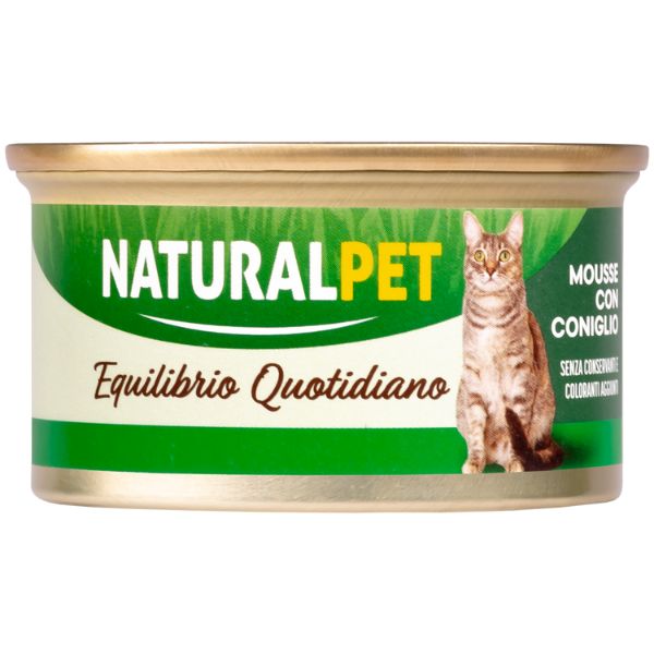 Image of NaturalPet Cat Adult Mousse 85 gr - Coniglio Confezione da 6 pezzi Cibo umido per gatti