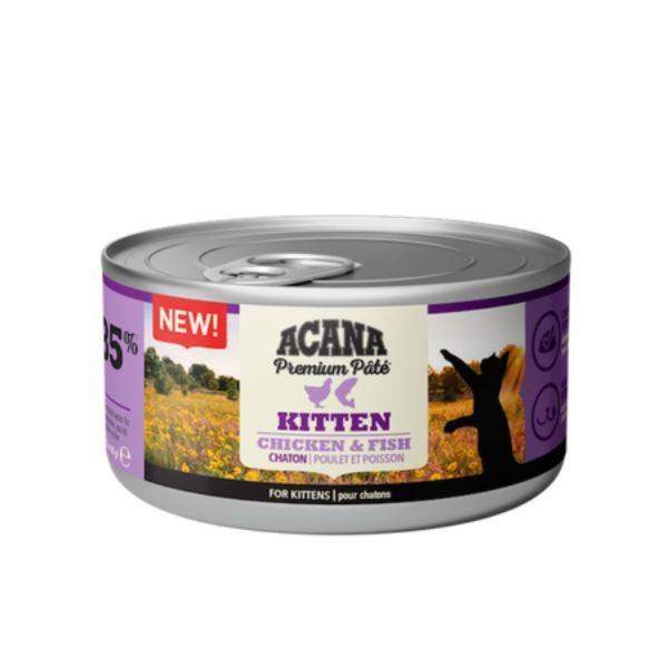 Image of Acana Premium Patè Kitten Recipe Grain Free 85 gr (scadenza: 19/08/2024) - Pollo e pesce Confezione da 24 pezzi Cibo umido per gatti