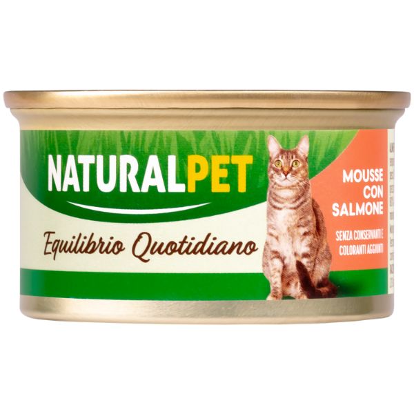 Image of NaturalPet Cat Adult Mousse 85 gr - Salmone Confezione da 6 pezzi Cibo umido per gatti