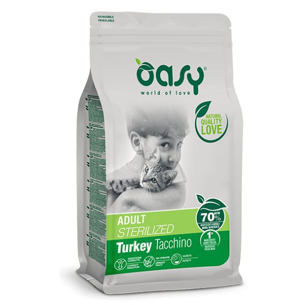 Image of Oasy Adult Cat Sterilized Tacchino - 1,5 Kg Croccantini per gatti