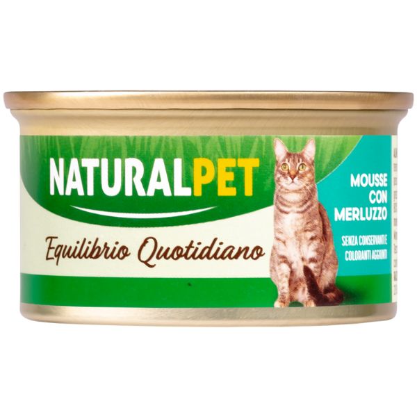 Image of NaturalPet Cat Adult Mousse 85 gr - Merluzzo Confezione da 6 pezzi Cibo umido per gatti