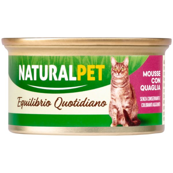 Image of NaturalPet Cat Adult Mousse 85 gr - Quaglia Confezione da 6 pezzi Cibo umido per gatti