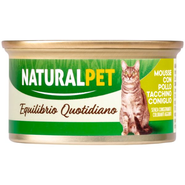 Image of NaturalPet Cat Adult Mousse 85 gr - Pollo e tacchino Confezione da 6 pezzi Cibo umido per gatti