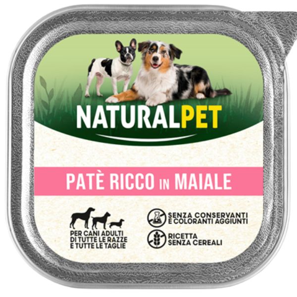 Image of NaturalPet Dog Adult Patè Gluten Free 150 gr - Maiale Confezione da 6 pezzi Cibo Umido per Cani