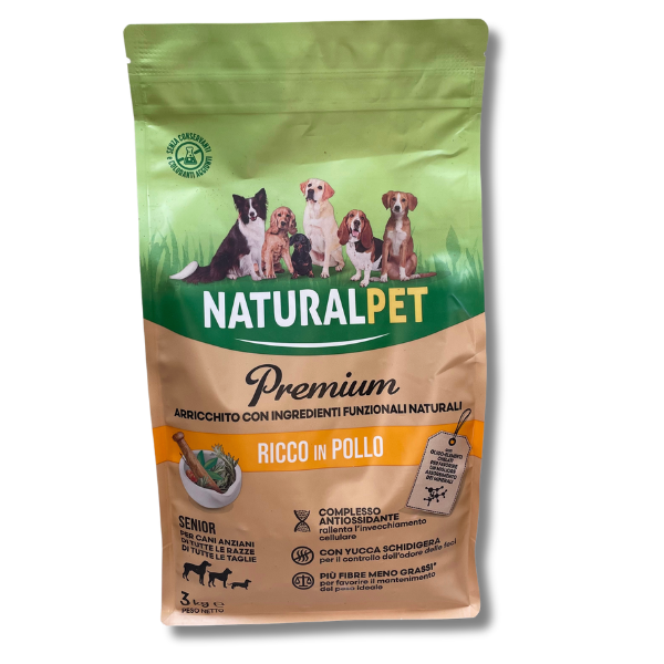Image of NaturalPet Premium Senior All Breeds Pollo e riso - 3 Kg Croccantini per cani