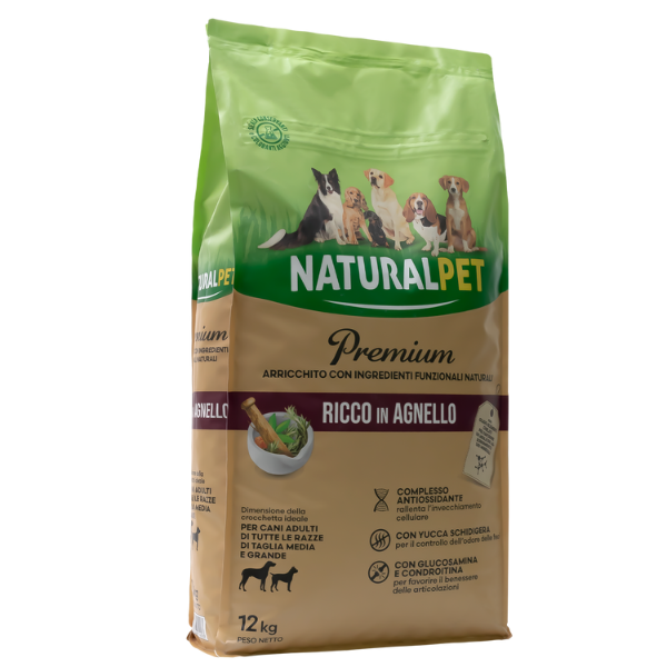 Image of NaturalPet Premium Adult Medium/Large Agnello - 12 Kg Croccantini per cani