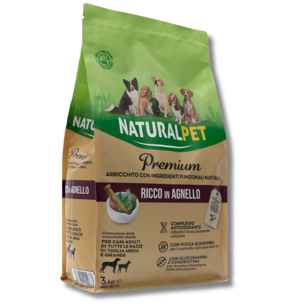 Image of NaturalPet Premium Adult Medium/Large Agnello - 3 Kg Croccantini per cani
