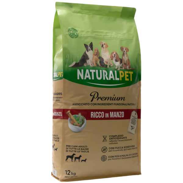 Image of NaturalPet Premium Adult All Breeds Manzo - 12 Kg Croccantini per cani