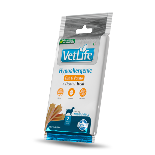 Farmina Vet Life Hypoallergenic snack dentali per cani Adult Medium/Large 110 gr - Pesce e patate - 1° ORDINE? scegli lo sconto BZR5 / BZR20 + 200 punti fedeltà