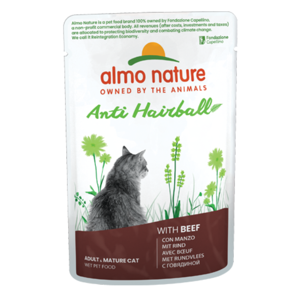 Image of Almo Nature Anti Hairball Cat 70 gr - Manzo Confezione da 30 pezzi Cibo umido per gatti