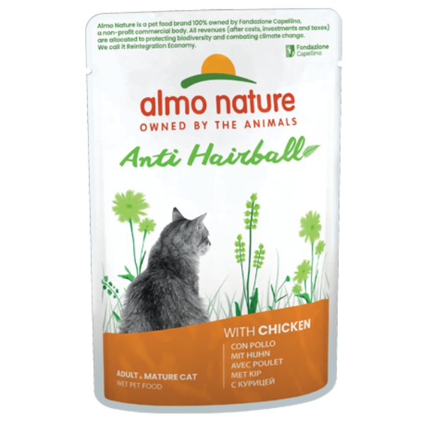 Image of Almo Nature Anti Hairball Cat 70 gr - Pollo Confezione da 30 pezzi Cibo umido per gatti