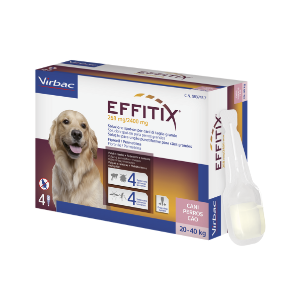 Image of Virbac Effitix Spot-On Cani - 4 pipette per taglia grande (20-40 Kg)