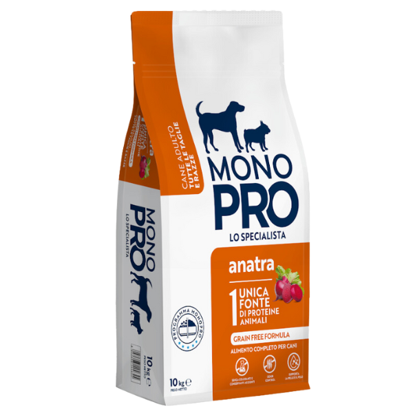 Image of Monopro lo specialista Adult All Breeds Grain Free Anatra - 10 Kg Croccantini per cani Monoproteico crocchette cani