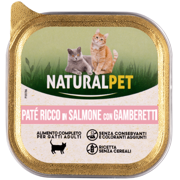 Image of NaturalPet Cat Adult Patè Grain Free 100 gr - Salmone e gamberetti Cibo umido per gatti