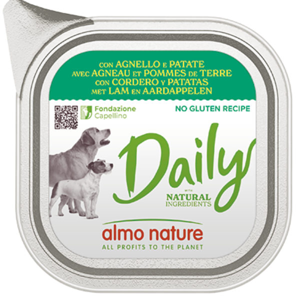 Almo Nature Daily Menù Dog 100 gr - Agnello e Patate - Confezione da 32 pezzi - Cibo Umido per Cani - 15% DI SCONTO CON CODICE BLACK15