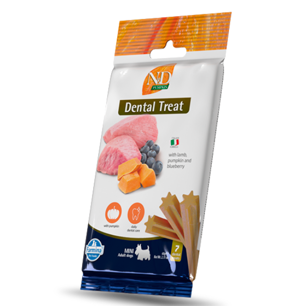 Farmina N&D Pumpkin Grain Free snack dentali per cani Adult Mini 60 gr - Agnello e mirtilli - 1° ORDINE? scegli lo sconto BZR5 / BZR20 + 200 punti fedeltà