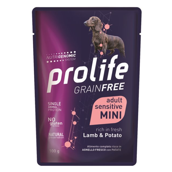 Prolife Grain Free Dog Mini 100 gr - Agnello e Patate - Confezione da 10 pezzi - Cibo Umido per Cani - 1° ORDINE? scegli lo sconto BZR5 / BZR20 + 200 punti fedeltà