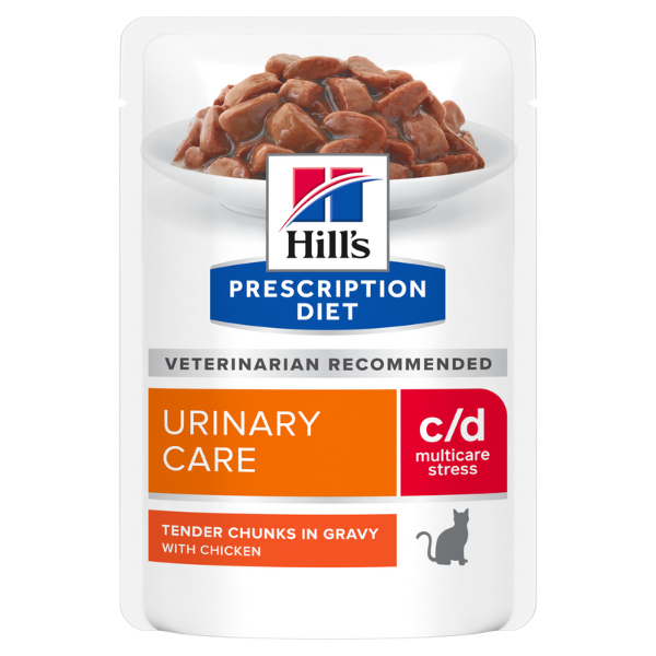 Image of Hill's Prescription Diet c/d Urinary Stress Feline 85 gr - Pollo - Confezione da 12 pezzi - Dieta Veterinaria per Gatti - 1° ORDINE? scegli lo sconto BZR5 / BZR20 + 200 punti fedeltà010