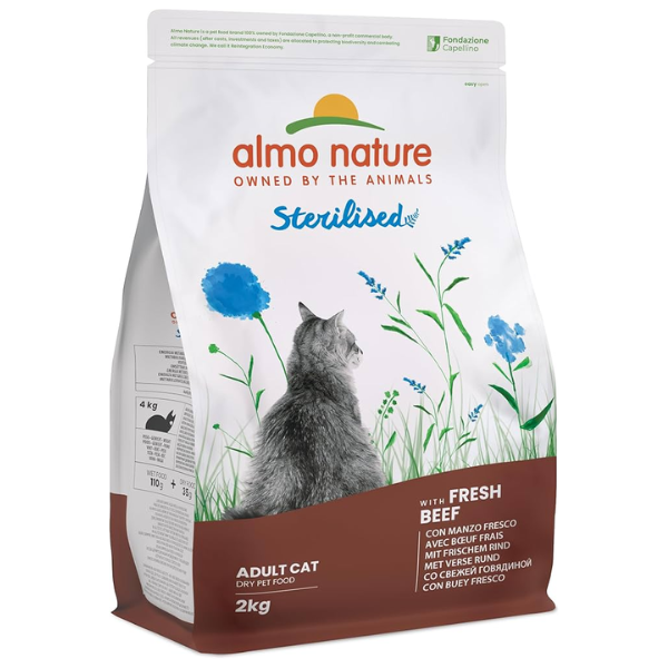 Image of Almo Nature Adult Sterilised Manzo e Riso - 2 kg Croccantini per gatti