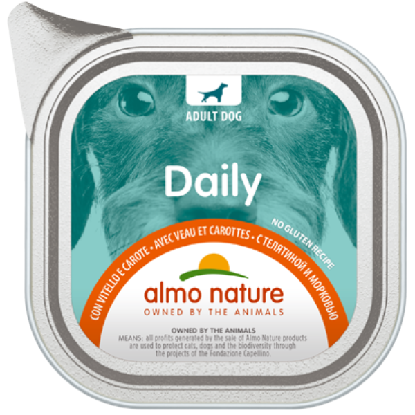 Image of Almo Nature Daily Menù Dog 300 gr - Vitello e Carote Confezione da 9 pezzi Cibo Umido per Cani