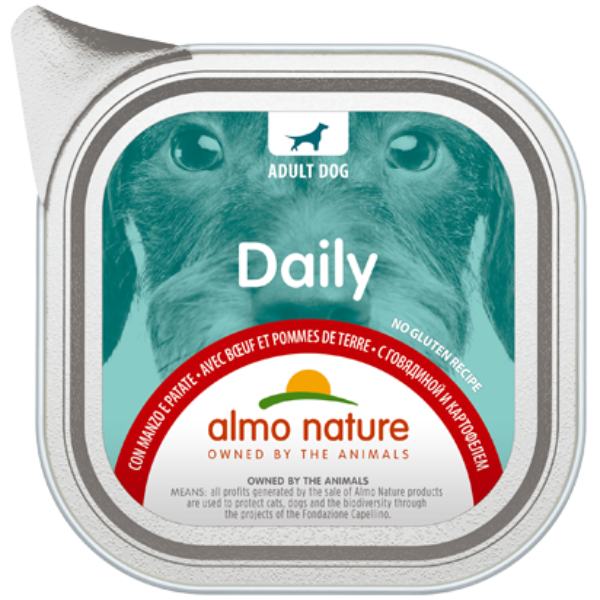 Image of Almo Nature Daily Menù Dog 300 gr - Manzo e Patate Confezione da 9 pezzi Cibo Umido per Cani