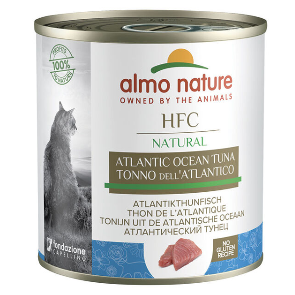 Image of Almo Nature HFC Natural in brodo di cottura 280 gr - Tonno dell'Atlantico Confezione da 6 pezzi Cibo umido per gatti
