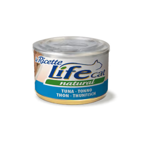 Life Cat Natural Le Ricette 150 gr - Tonno - Confezione da 6 pezzi - Cibo umido per gatti - 1° ORDINE? scegli lo sconto BZR5 / BZR20 + 200 punti fedeltà