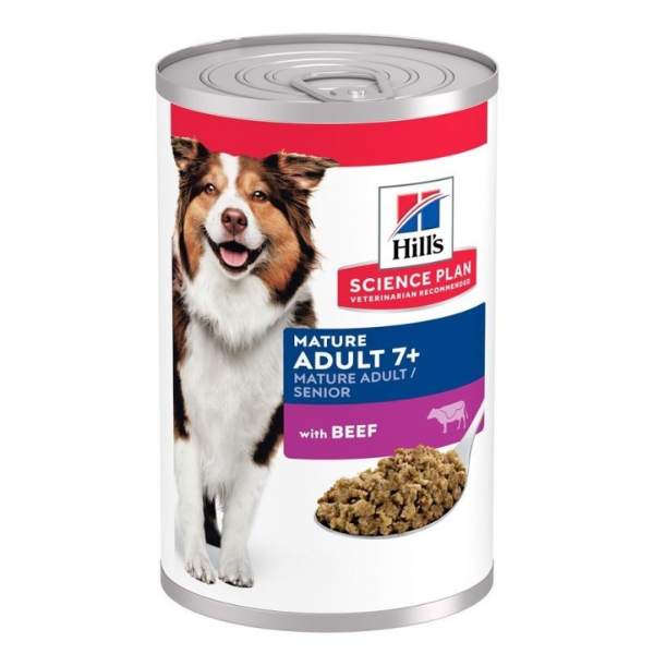 Hill's Science Plan Mature Adult 7+ Alimento per cani 370 gr - Manzo - Cibo Umido per Cani - 1° ORDINE? scegli lo sconto BZR5 / BZR20 + 200 punti fedeltà
