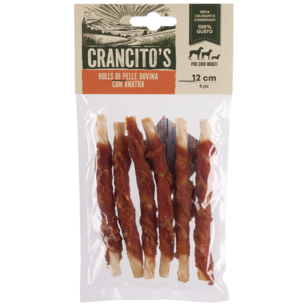 Crancito's snack naturale Dog Adult Rolls Multigusto - Bovino e anatra - 6 pezzi - 1° ORDINE? scegli lo sconto BZR5 / BZR20 + 200 punti fedeltà
