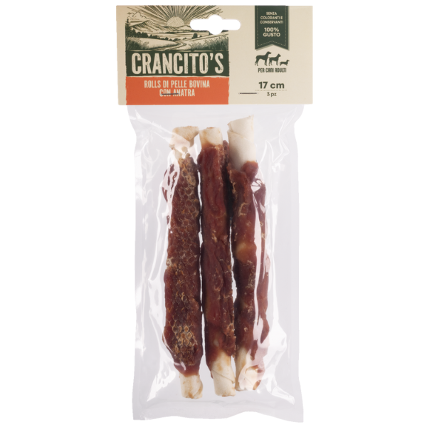 Crancito's snack naturale Dog Adult Rolls Multigusto - Bovino e anatra - 3 pezzi - 1° ORDINE? scegli lo sconto BZR5 / BZR20 + 200 punti fedeltà