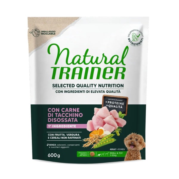 Natural Trainer Selected Quality Adult Mini con Tacchino - 600 gr - Croccantini per cani - 1° ORDINE? scegli lo sconto BZR5 / BZR20 + 200 punti fedeltà
