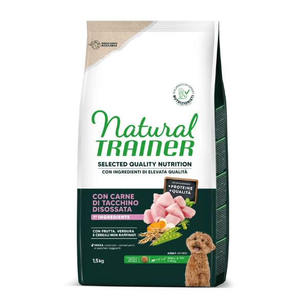 Natural Trainer Selected Quality Adult Mini con Tacchino - 1.5 kg - Croccantini per cani - 1° ORDINE? scegli lo sconto BZR5 / BZR20 + 200 punti fedeltà