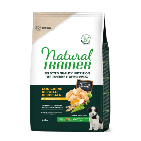 Natural Trainer Selected Quality Puppy Medium e Maxi con Pollo - 2,5 kg - 1° ORDINE? scegli lo sconto BZR5 / BZR20 + 200 punti fedeltà