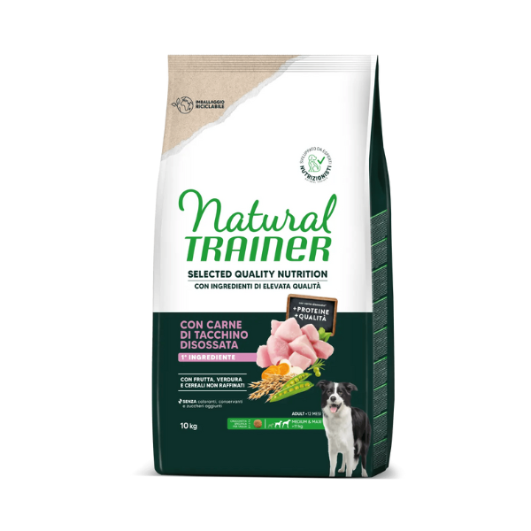 Natural Trainer Selected Quality Adult Medium e Maxi con Tacchino - 10 kg - Croccantini per cani - 1° ORDINE? scegli lo sconto BZR5 / BZR20 + 200 punti fedeltà