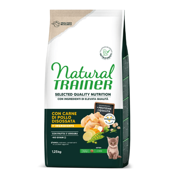 Natural Trainer Selected Quality Kitten Grain Free Pollo - 1,25 kg - 1° ORDINE? scegli lo sconto BZR5 / BZR20 + 200 punti fedeltà