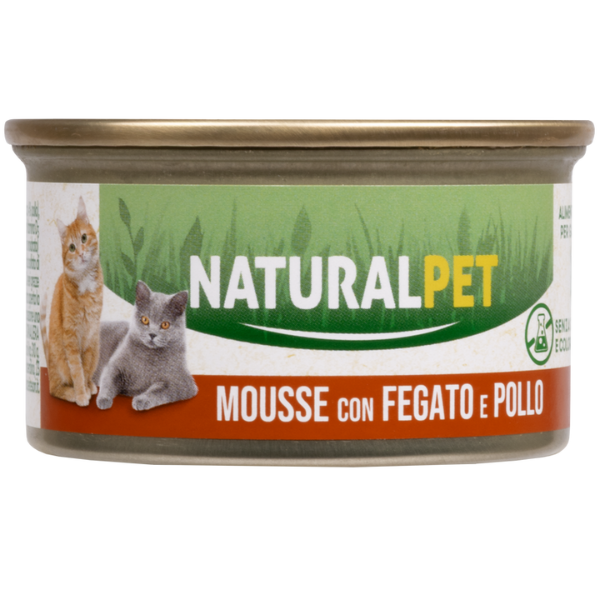 NaturalPet Cat Adult Mousse 85 gr - Fegato e pollo - 85 gr - 1° ORDINE? scegli lo sconto BZR5 / BZR20 + 200 punti fedeltà