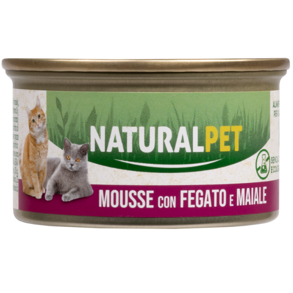 NaturalPet Cat Adult Mousse 85 gr - Fegato e maiale - 85 gr - 1° ORDINE? scegli lo sconto BZR5 / BZR20 + 200 punti fedeltà