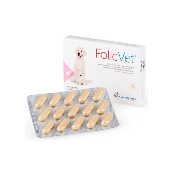 FolicVet Mangime Complementare in Compresse - 15 compresse - 1° ORDINE? scegli lo sconto BZR5 / BZR20 + 200 punti fedeltà