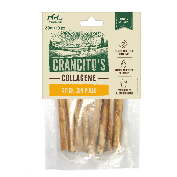 Crancito's Stick Collagene snack naturale per cani - Pollo - 60 gr - 1° ORDINE? scegli lo sconto BZR5 / BZR20 + 200 punti fedeltà