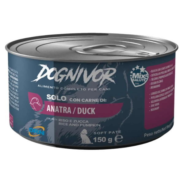 DRN Dognivor Adult Patè Monoproteico 150 gr - Anatra - Confezione da 12 pezzi - Umido Monoproteico Cane - 1° ORDINE? scegli lo sconto BZR5 / BZR20 + 200 punti fedeltà
