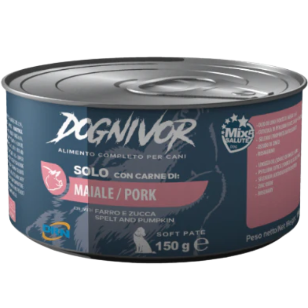 DRN Dognivor Adult Patè Monoproteico 150 gr - Maiale - Confezione da 12 pezzi - Umido Monoproteico Cane - 1° ORDINE? scegli lo sconto BZR5 / BZR20 + 200 punti fedeltà