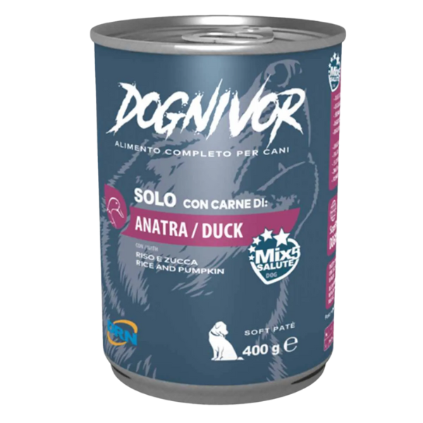 DRN Dognivor Adult Patè Monoproteico 400 gr - Anatra - Confezione da 6 pezzi - Umido Monoproteico Cane - 1° ORDINE? scegli lo sconto BZR5 / BZR20 + 200 punti fedeltà