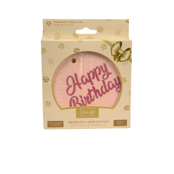 Delì Pet Torta di Compleanno Auguri Snack per cani - Torta rosa - 110 gr - 1° ORDINE? scegli lo sconto BZR5 / BZR20 + 200 punti fedeltà