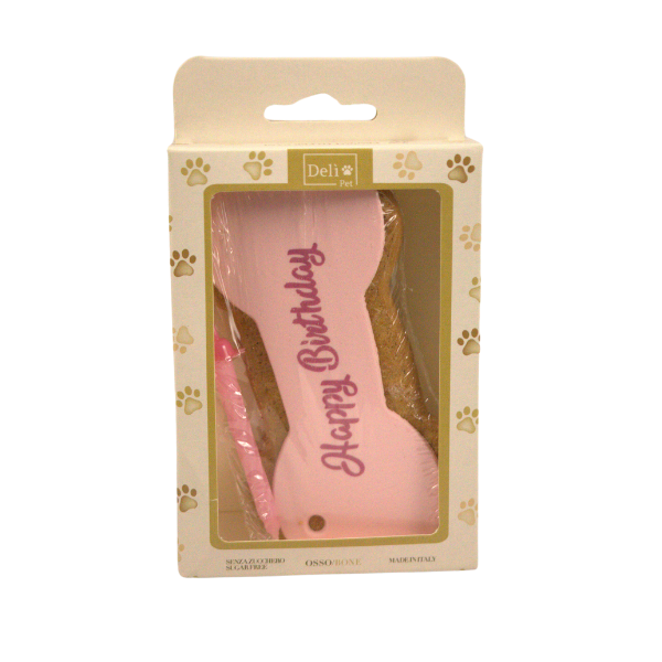 Delì Pet Torta di Compleanno Osso Happy Birthday Snack per cani 90 gr - Torta osso rosa - 90 gr - 1° ORDINE? scegli lo sconto BZR5 / BZR20 + 200 punti fedeltà